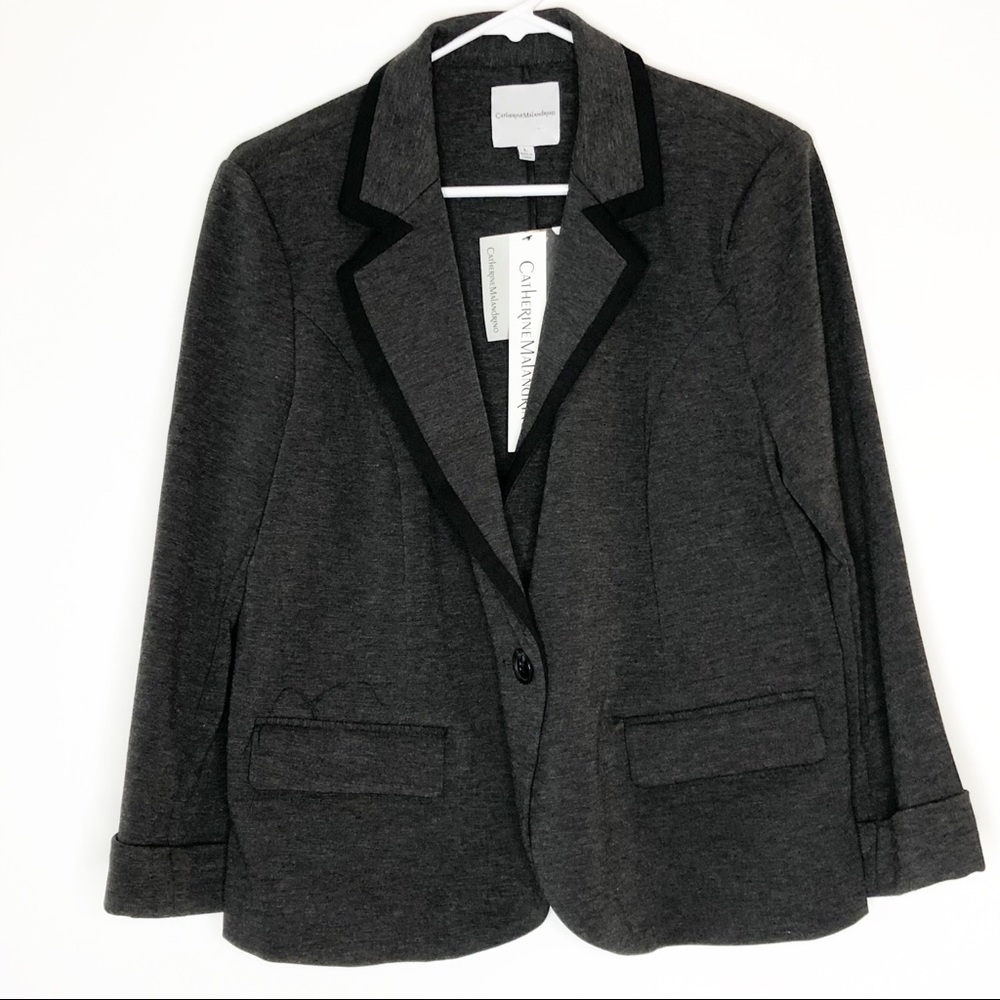 NWT Catherine Malandrino grey black blazer large